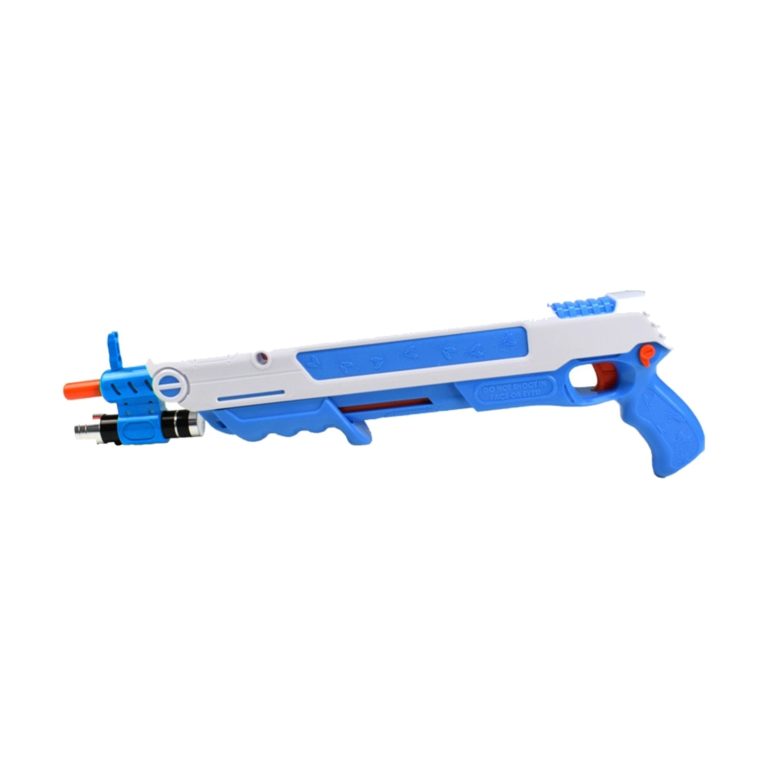 Bug-A-Buster 3.0 salt gun in white and blue with under-barrel aiming laser